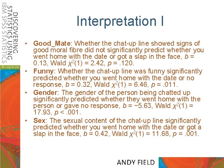 Interpretation I • Good_Mate: Whether the chat-up line showed signs of good moral fibre