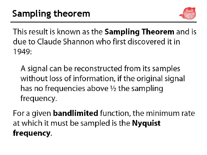 Sampling theorem 