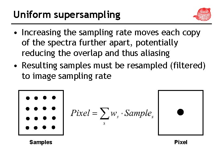 Uniform supersampling • Increasing the sampling rate moves each copy of the spectra further