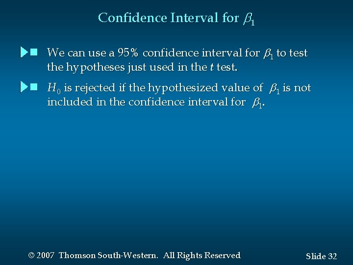 Confidence Interval for 1 n We can use a 95% confidence interval for 1