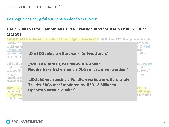 GIBT ES EINEN MARKT DAFÜR? Das sagt einer der größten Pensionsfonds der Welt: The