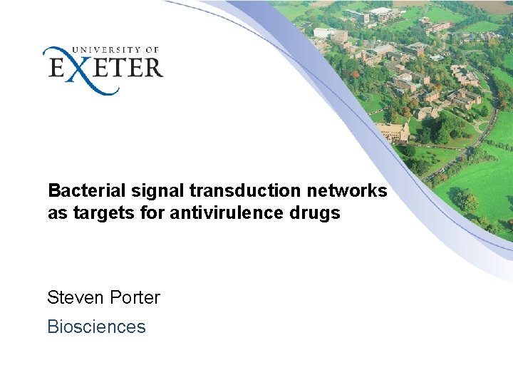 Bacterial signal transduction networks as targets for antivirulence drugs Steven Porter Biosciences 