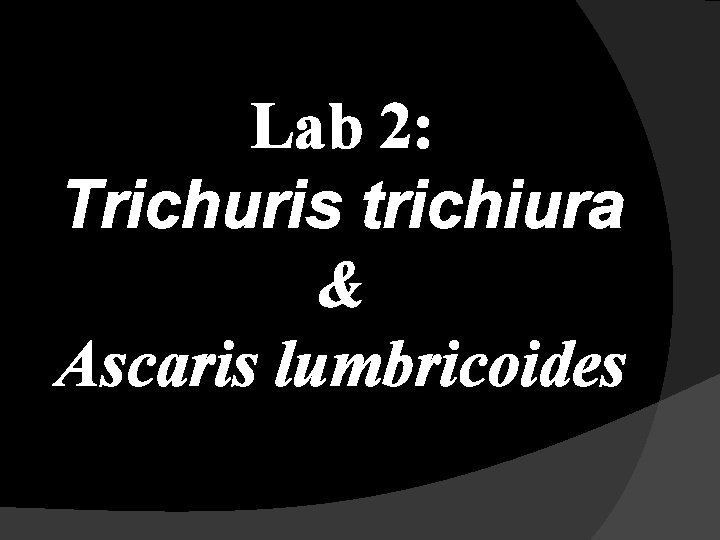 Lab 2: Trichuris trichiura & Ascaris lumbricoides 