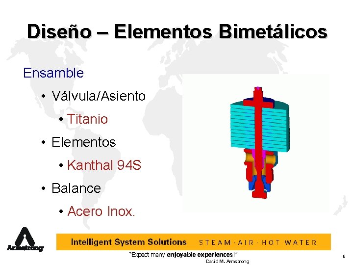 Diseño – Elementos Bimetálicos Ensamble • Válvula/Asiento • Titanio • Elementos • Kanthal 94