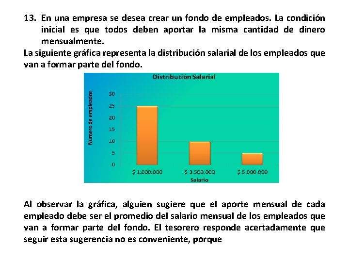 13. En una empresa se desea crear un fondo de empleados. La condición inicial