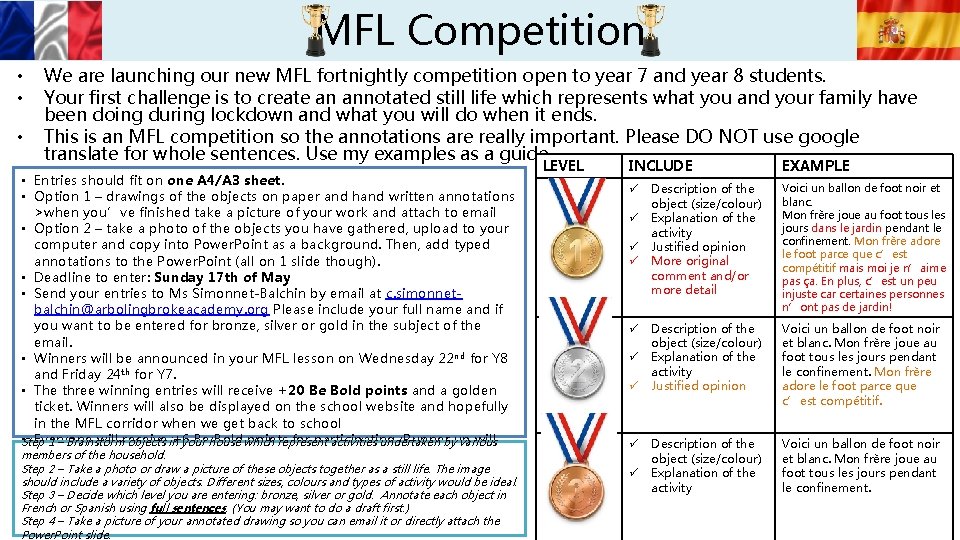 MFL Competition • • • We are launching our new MFL fortnightly competition open