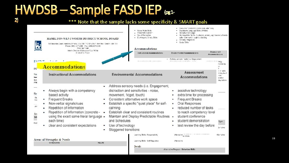 HWDSB – Sample FASD IEP (pg 1 - 2) *** Note that the sample HWDSB – Sample FASD IEP (pg 1 - 2) *** Note that the sample