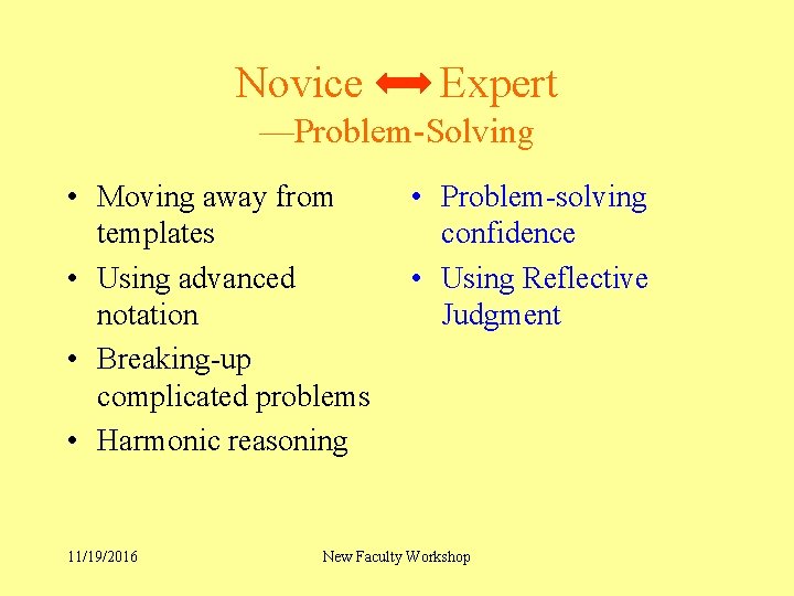 Novice Expert —Problem-Solving • Moving away from templates • Using advanced notation • Breaking-up