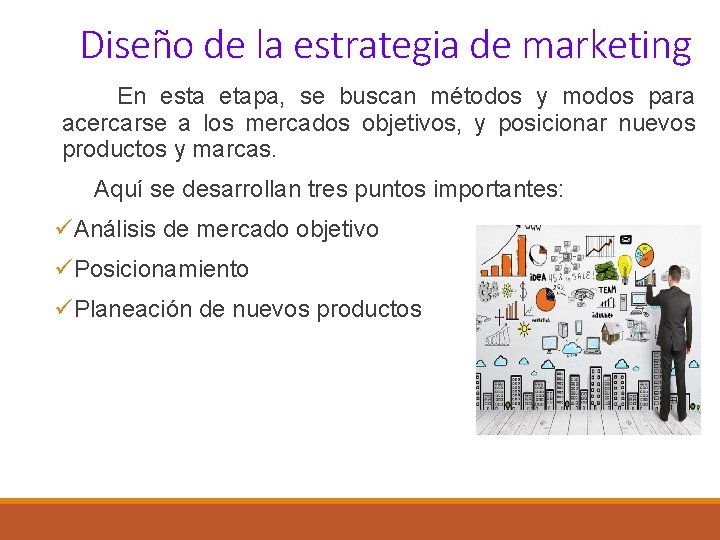 Diseño de la estrategia de marketing En esta etapa, se buscan métodos y modos