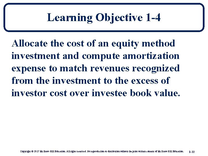 Learning Objective 1 -4 Allocate the cost of an equity method investment and compute