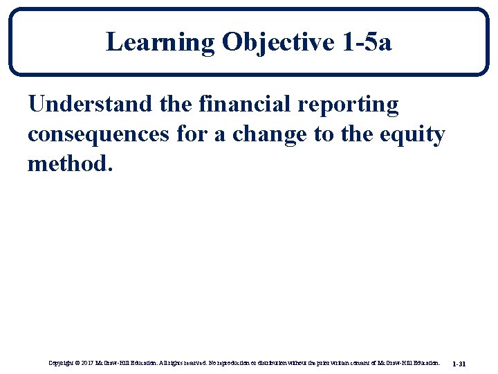 Learning Objective 1 -5 a Understand the financial reporting consequences for a change to