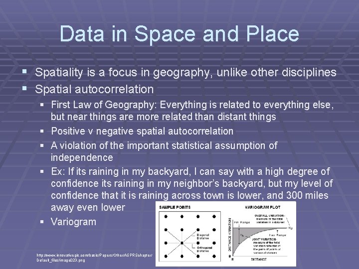 Data in Space and Place § Spatiality is a focus in geography, unlike other