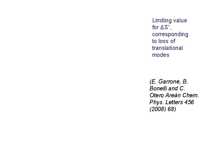 Limiting value for ΔS°, corresponding to loss of translational modes (E. Garrone, B. Bonelli