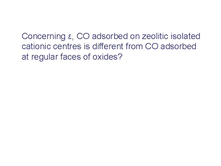 Concerning ε, CO adsorbed on zeolitic isolated cationic centres is different from CO adsorbed