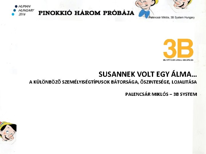 SUSANNEK VOLT EGY ÁLMA… A KÜLÖNBÖZŐ SZEMÉLYISÉGTÍPUSOK BÁTORSÁGA, ŐSZINTESÉGE, LOJALITÁSA PALENCSÁR MIKLÓS − 3