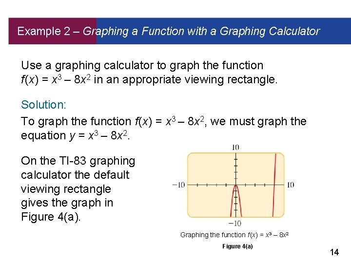 Example 2 – Graphing a Function with a Graphing Calculator Use a graphing calculator