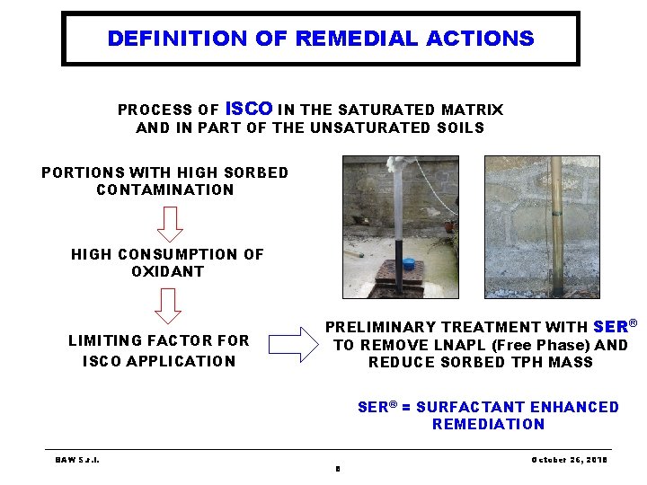 DEFINITION OF REMEDIAL ACTIONS PROCESS OF ISCO IN THE SATURATED MATRIX AND IN PART DEFINITION OF REMEDIAL ACTIONS PROCESS OF ISCO IN THE SATURATED MATRIX AND IN PART