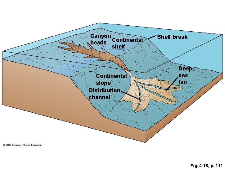 Canyon heads Continental shelf Continental slope Distribution channel Shelf break Deepsea fan Fig. 4