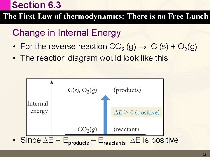 Section 6. 3 The First Law of thermodynamics: There is no Free Lunch Change