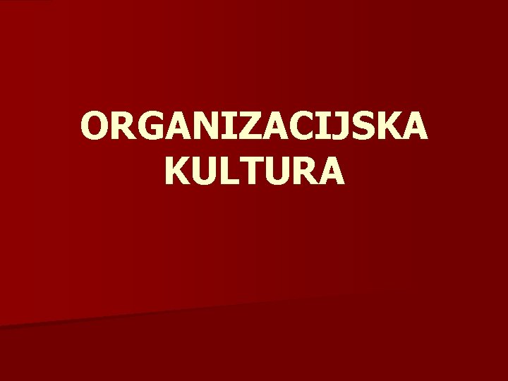 ORGANIZACIJSKA KULTURA 