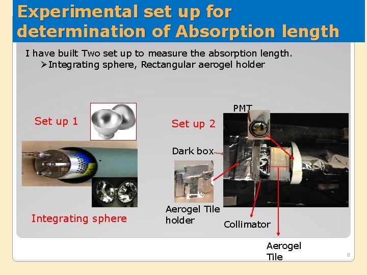 Experimental set up for determination of Absorption length I have built Two set up