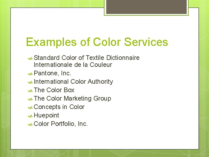 Examples of Color Services Standard Color of Textile Dictionnaire Internationale de la Couleur Pantone,