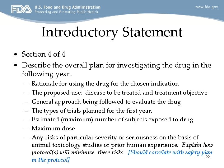 Introductory Statement • Section 4 of 4 • Describe the overall plan for investigating