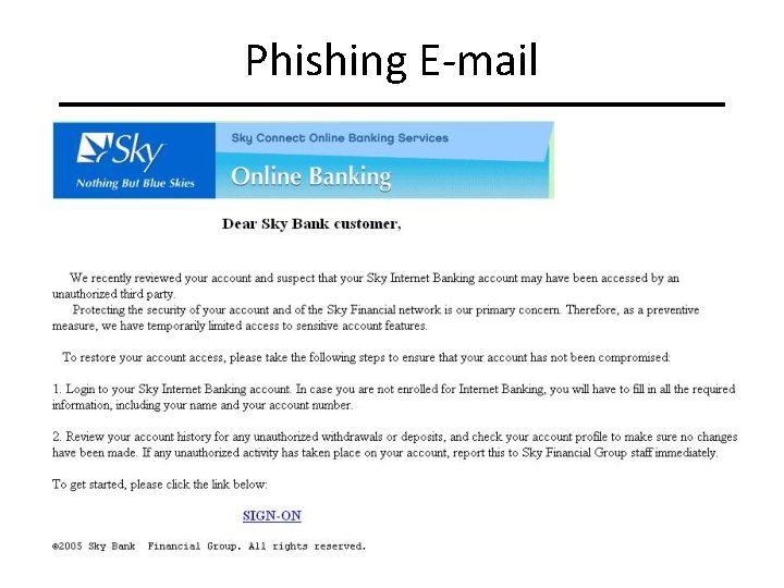 Phishing E-mail CIT 480: Securing Computer Systems Slide #13 