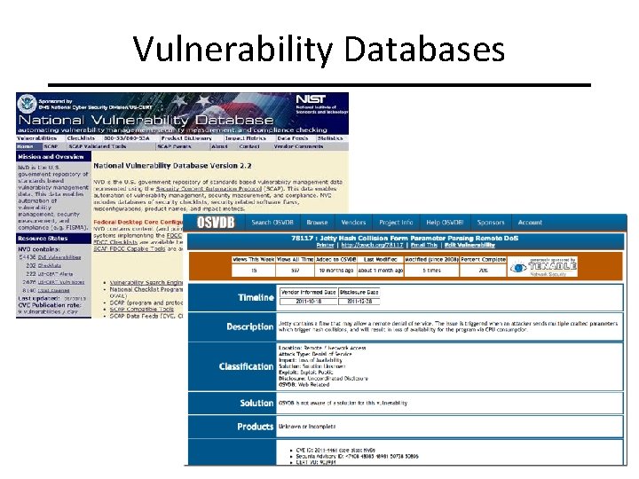 Vulnerability Databases Slide #56 