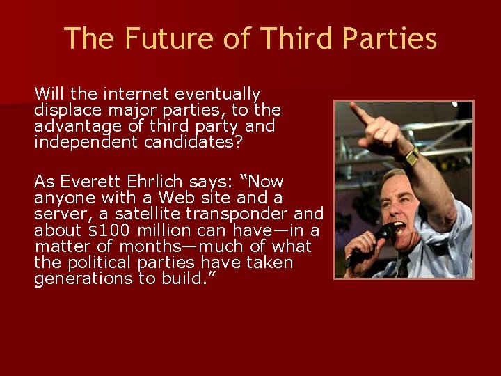 The Future of Third Parties Will the internet eventually displace major parties, to the