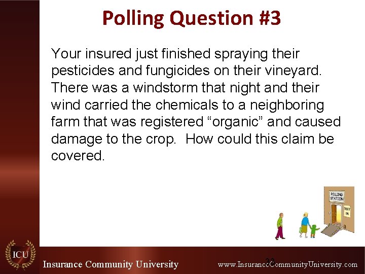 Polling Question #3 Your insured just finished spraying their pesticides and fungicides on their Polling Question #3 Your insured just finished spraying their pesticides and fungicides on their