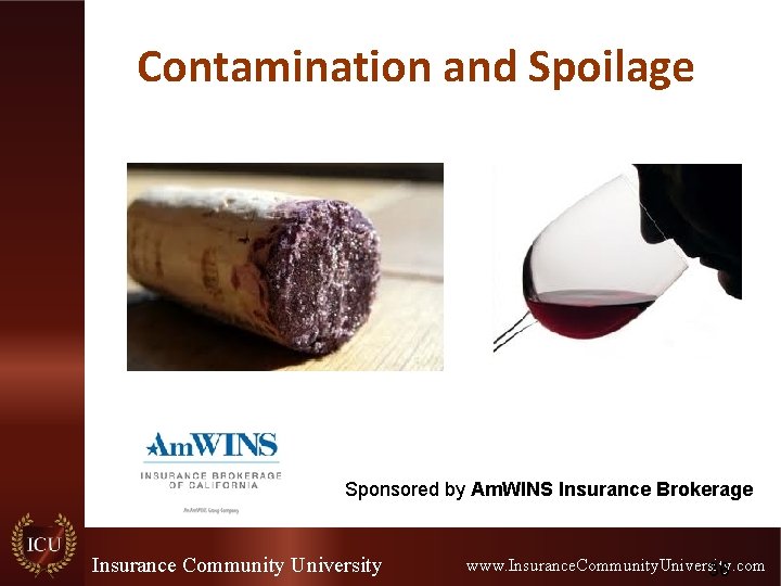 Contamination and Spoilage Sponsored by Am. WINS Insurance Brokerage Insurance Community University www. Insurance. Contamination and Spoilage Sponsored by Am. WINS Insurance Brokerage Insurance Community University www. Insurance.