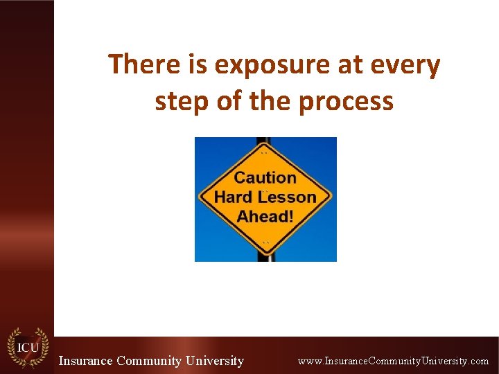There is exposure at every step of the process Insurance Community University www. Insurance. There is exposure at every step of the process Insurance Community University www. Insurance.