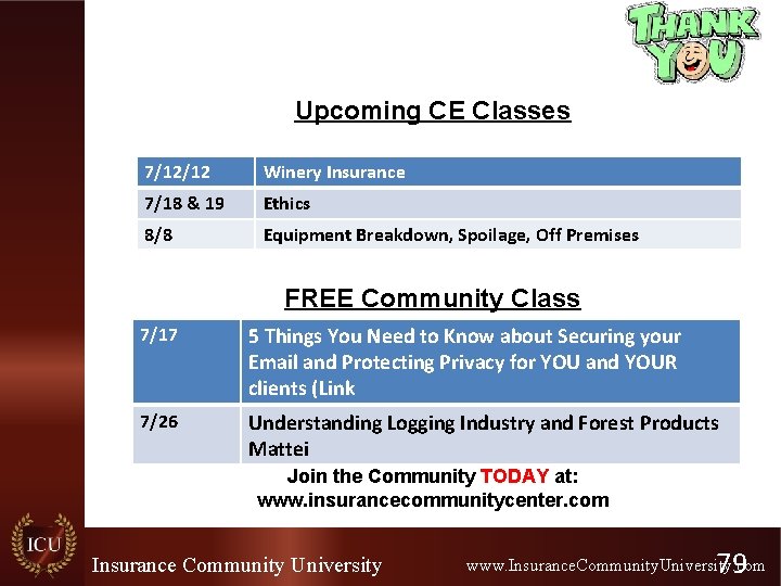 Upcoming CE Classes 7/12/12 Winery Insurance 7/18 & 19 Ethics 8/8 Equipment Breakdown, Spoilage, Upcoming CE Classes 7/12/12 Winery Insurance 7/18 & 19 Ethics 8/8 Equipment Breakdown, Spoilage,