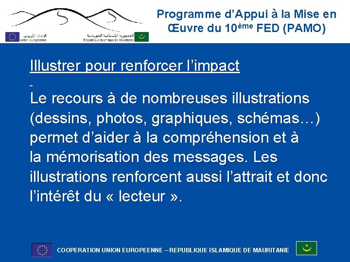 Programme d’Appui à la Mise en Œuvre du 10ème FED (PAMO) Illustrer pour renforcer