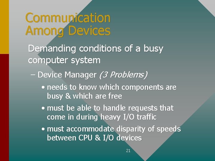 Communication Among Devices Demanding conditions of a busy computer system – Device Manager (3