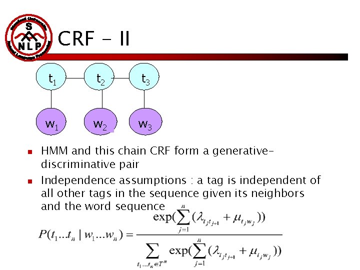 CRF - II n n t 1 t 2 t 3 w 1 w