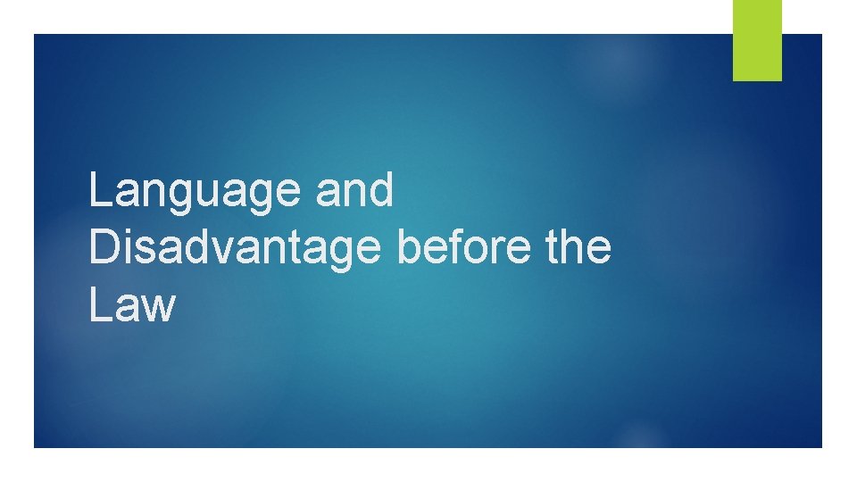Language and Disadvantage before the Law 