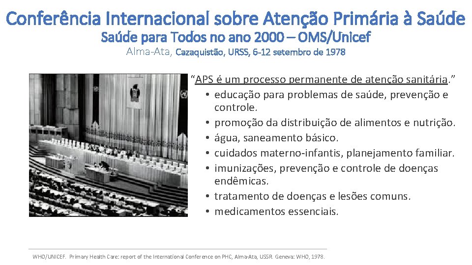Conferência Internacional sobre Atenção Primária à Saúde para Todos no ano 2000 – OMS/Unicef
