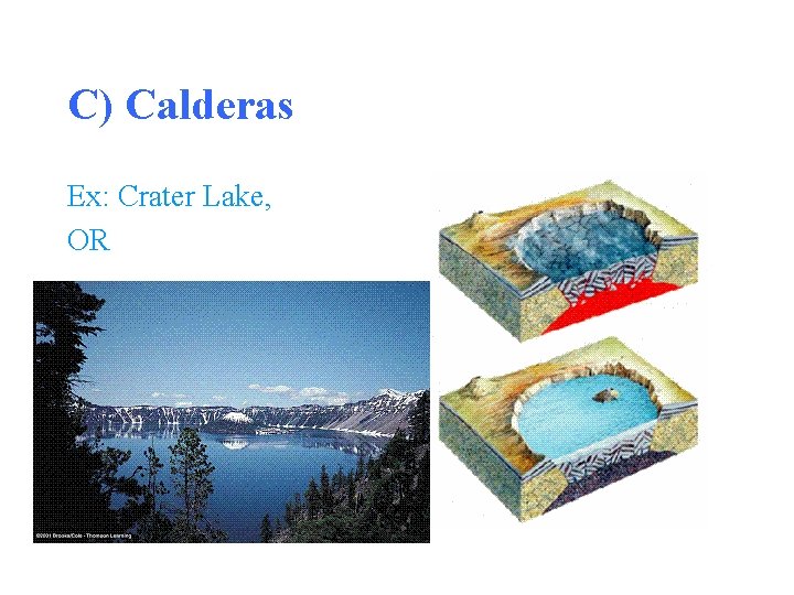 C) Calderas Ex: Crater Lake, OR 