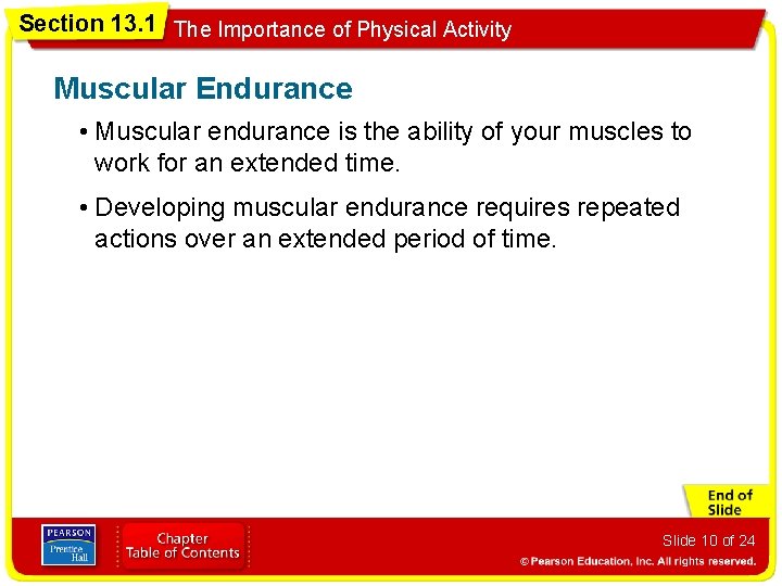 Section 13. 1 The Importance of Physical Activity Muscular Endurance • Muscular endurance is