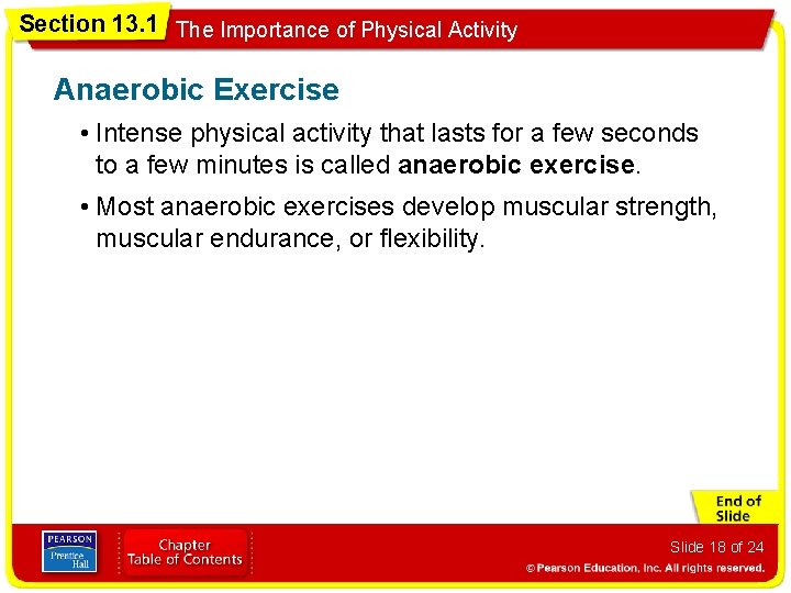 Section 13. 1 The Importance of Physical Activity Anaerobic Exercise • Intense physical activity