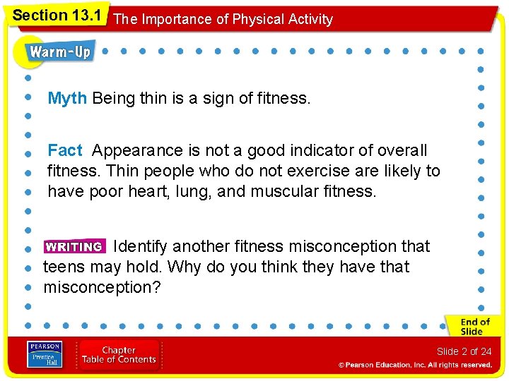 Section 13. 1 The Importance of Physical Activity Myth Being thin is a sign