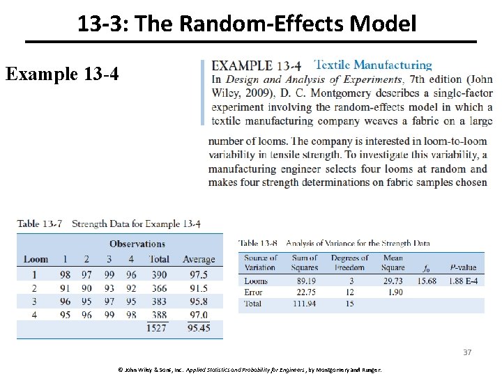 13 -3: The Random-Effects Model Example 13 -4 37 © John Wiley & Sons,