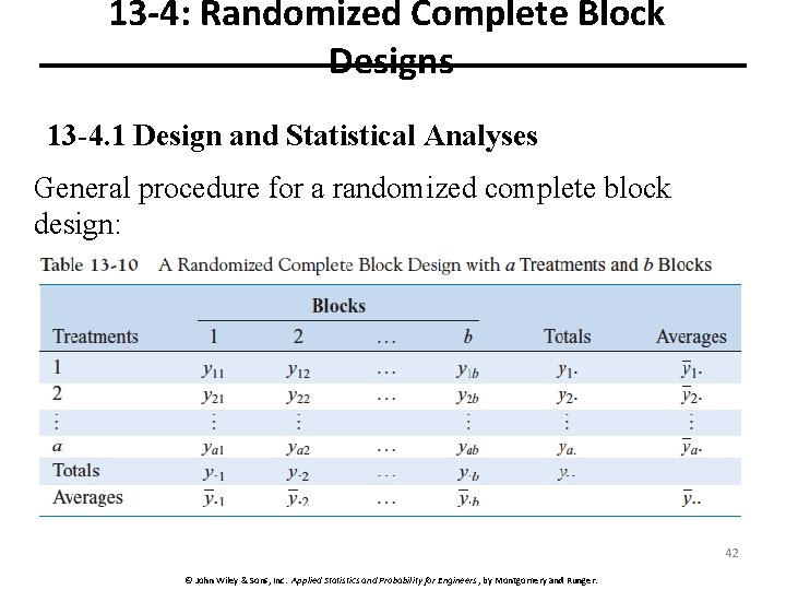 13 -4: Randomized Complete Block Designs 13 -4. 1 Design and Statistical Analyses General