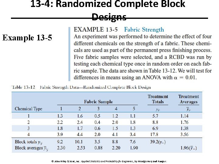 13 -4: Randomized Complete Block Designs Example 13 -5 49 © John Wiley &