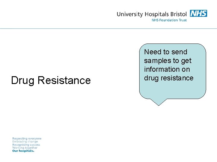Drug Resistance Need to send samples to get information on drug resistance 