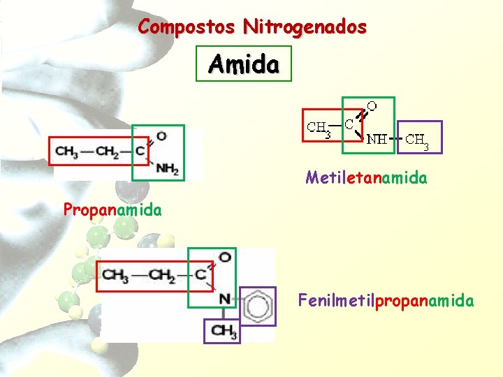 Compostos Nitrogenados Amida Metiletanamida Propanamida Fenilmetilpropanamida 