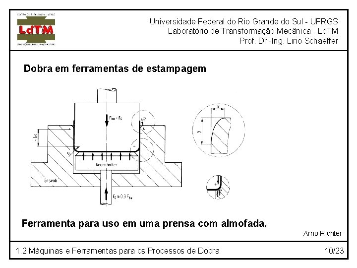 Universidade Federal do Rio Grande do Sul - UFRGS Laboratório de Transformação Mecânica -