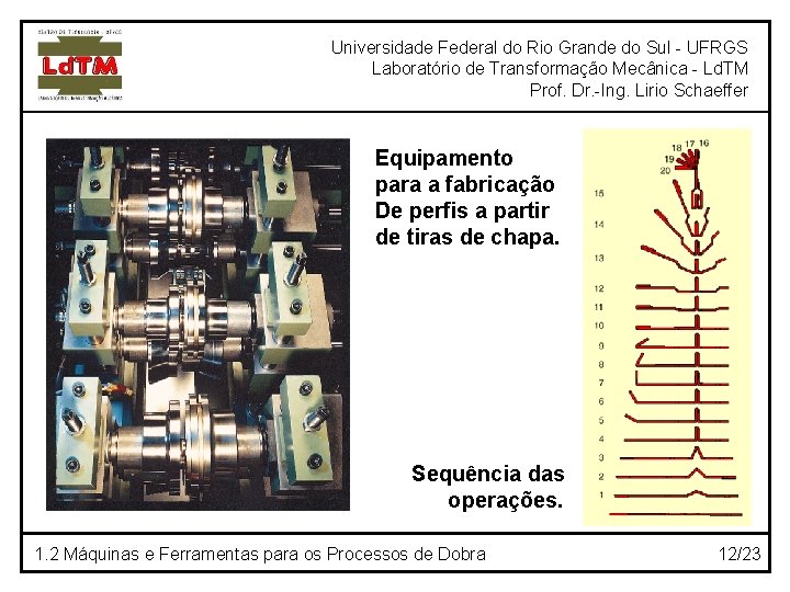 Universidade Federal do Rio Grande do Sul - UFRGS Laboratório de Transformação Mecânica -